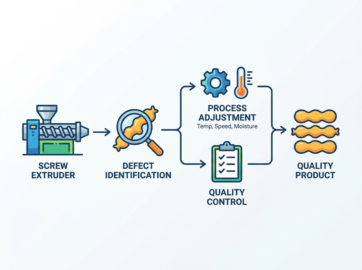 Food extrusion troubleshooting and defect reduction