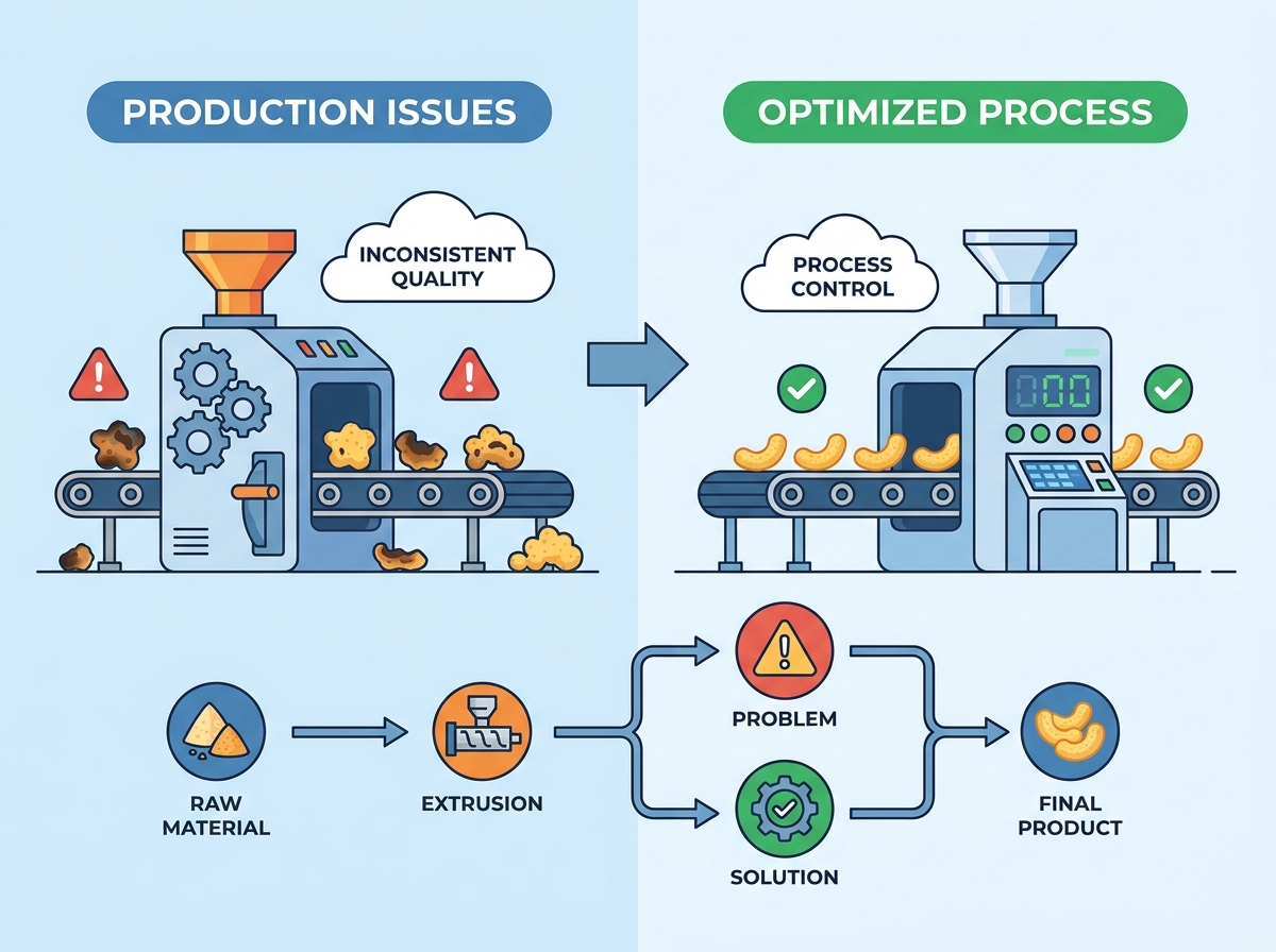 puffed snack production problems